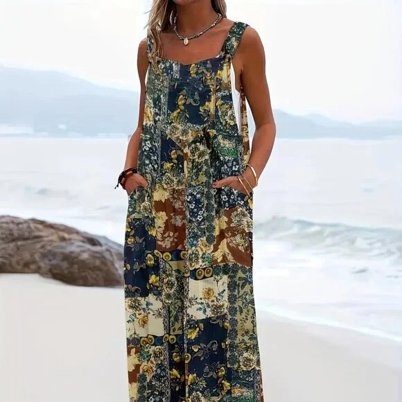 LADIES PATCHWORK JUMPSUIT NWT - Picture 1 of 8